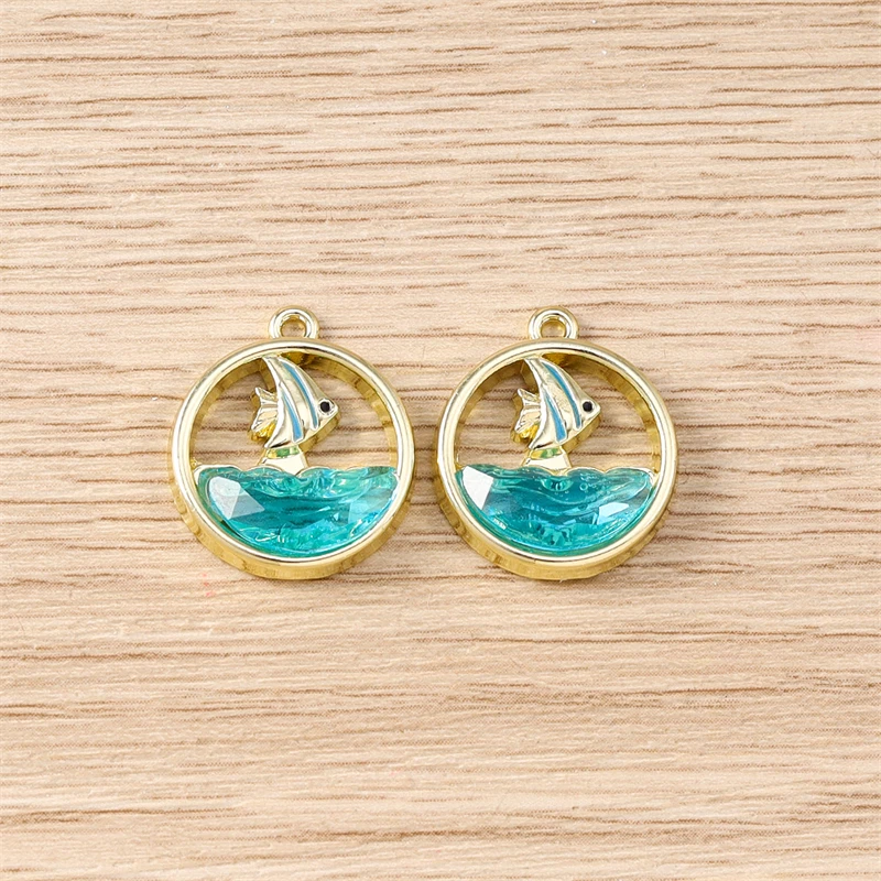 5 Stück 16 x 18 mm niedliche blaue Meeres-Ozean-Fisch-Charms-Anhänger für Schmuckherstellung, Halsketten, Ohrringe, Armbänder, Zubehör, DY-Handwerk, Geschenk – Detail 3