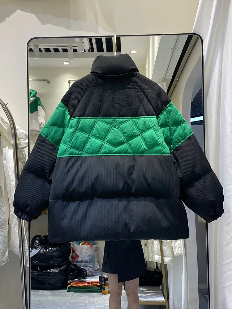 Korean Fashion Green Warm Puffer Parkas Coat Thicken Oversized Jackets Casual Parkas Women Winter Down Coat 2023