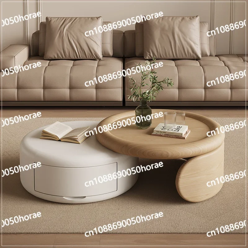 Log Japanese medieval cream wind solid wood coffee table combination log color designer storage household living room modern