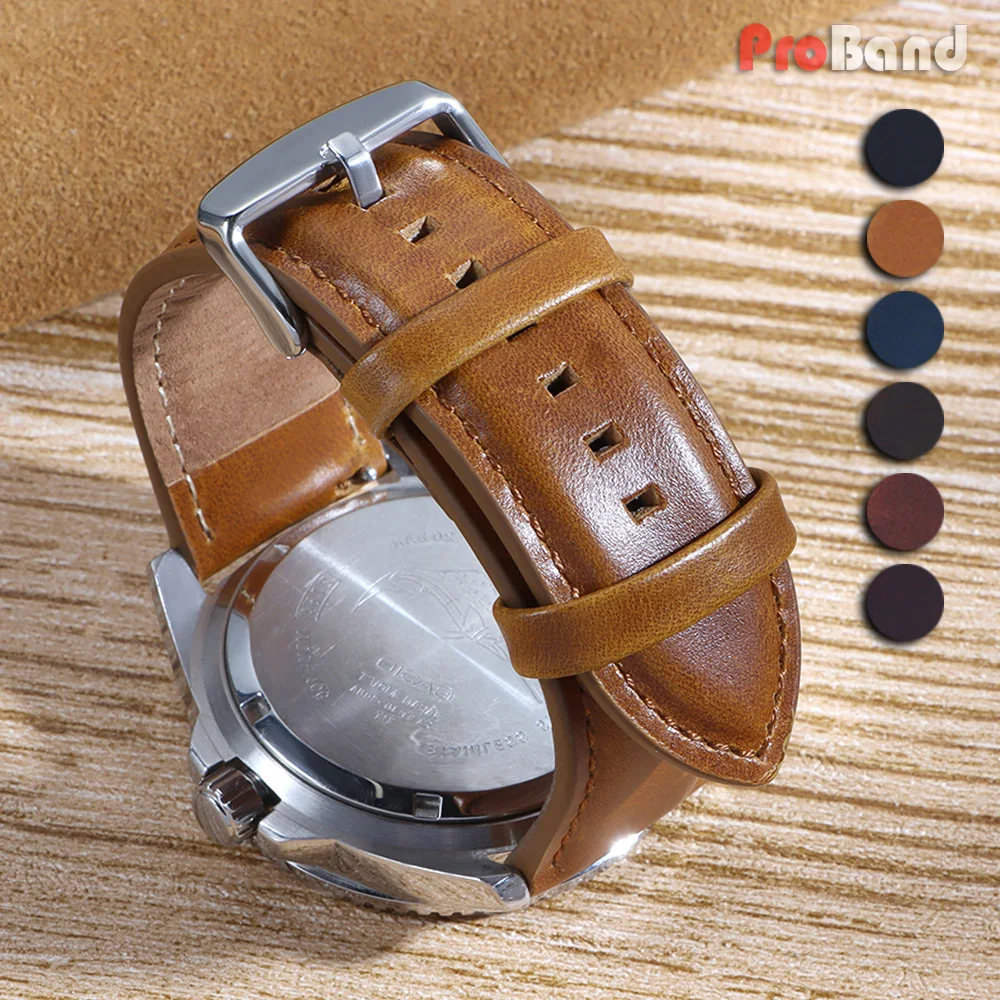 

Vintage Oil Wax Leather Watch Strap 18mm 20mm 22mm 24mm 26mm Universal Head Layer Cowhide Watchband Accessories Business Straps