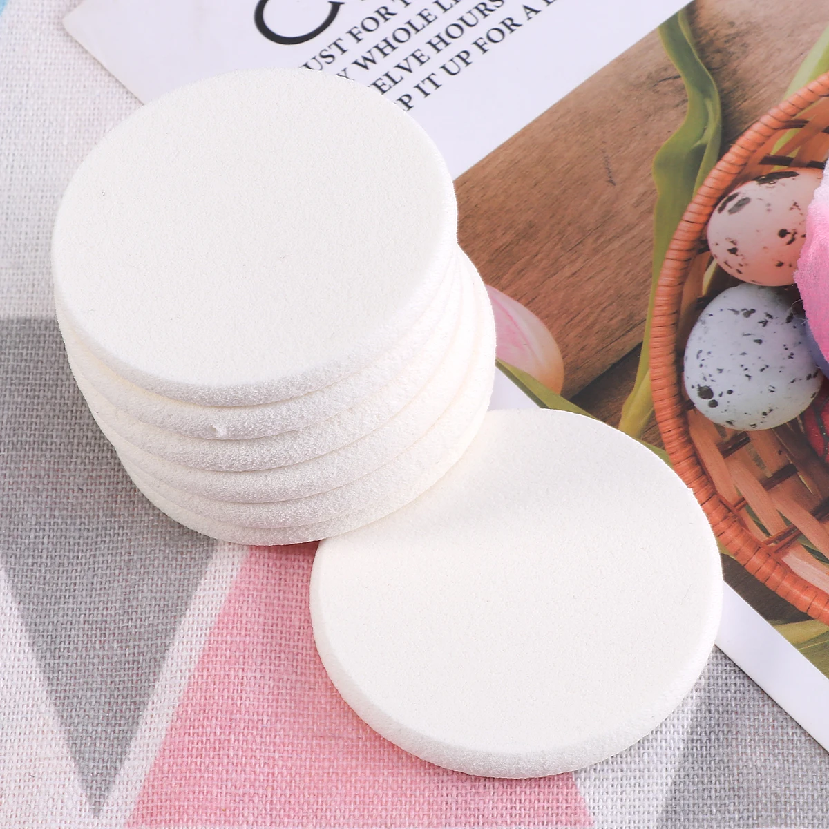 

5pcs Loose Powder Puff Emulsion Sponges White Cotton Rounds Blending Loose Foundation Makeup