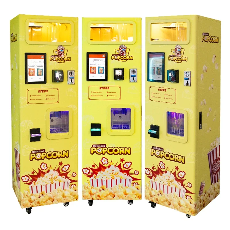 Fast Food Popcorn Machine Fully Automatic Multi Flavor Spherical Popcorn Vending Machine Automatic Coin Operated Snack Mach