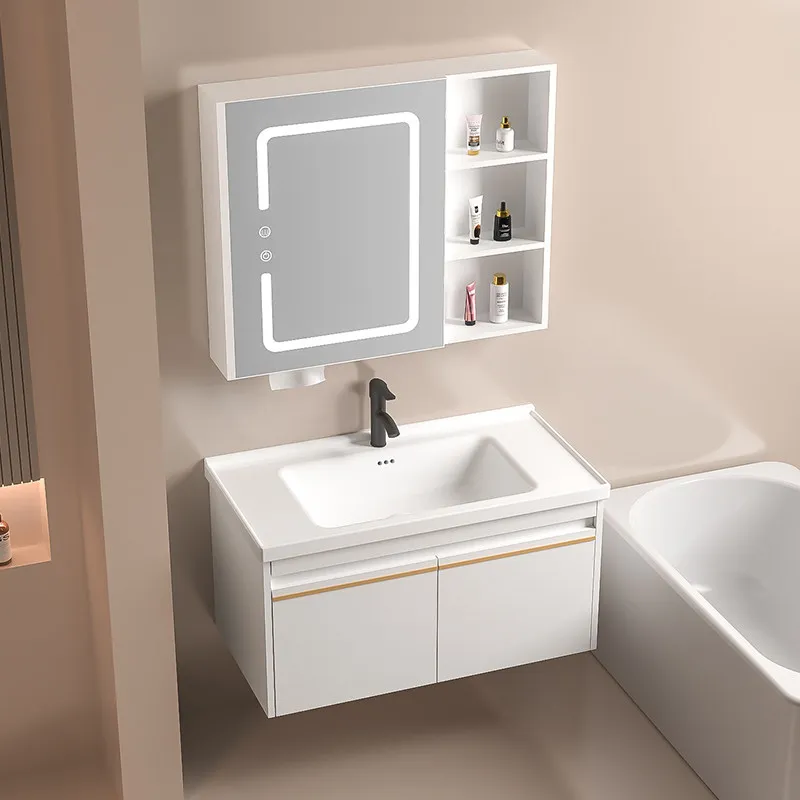

Toilet Sink Bathroom Storage Cabinet Wooden Door Ceramic Bathroom Storage Cabinet Luxury Mirror Meuble Salle De Bain Furniture