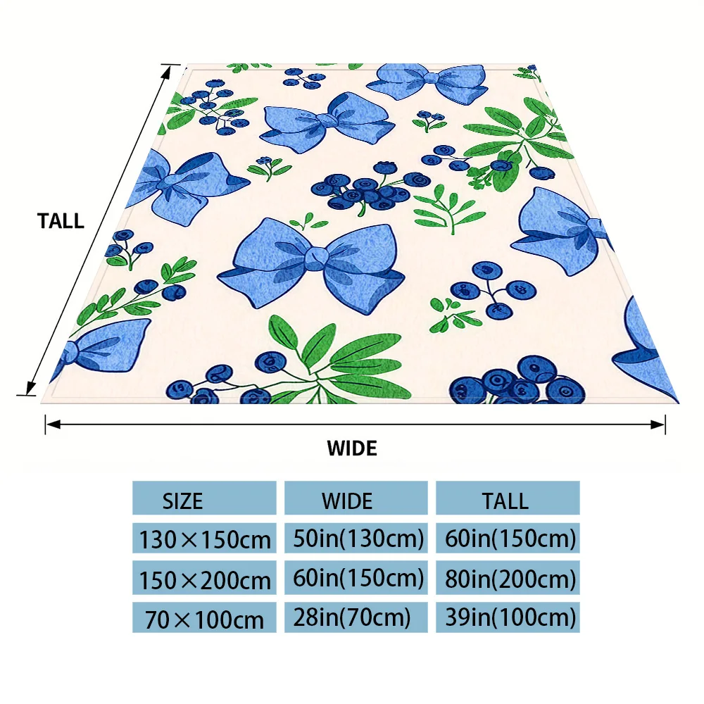 Blue Bow Berry Winter And Summer Dual-Use Comfortable Flannel Blanket, Soft And Sticky Sofa Cover Blanket, Exquisite Gift