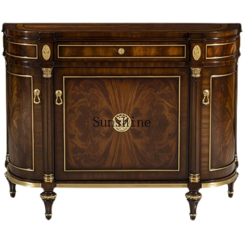 

European copper inlaid entrance furniture dining side solid wood foyer shoe cabinet