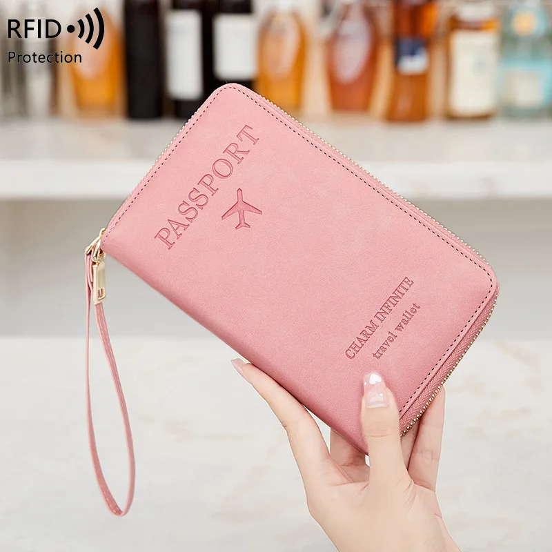Western RFID Blocking Long Zipper Passport Women Wallet Multi-function Large Capacity Coin Purse for Mens