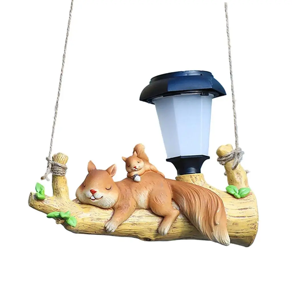 Animal Figurine Garden Pendant Solar Powered Decor Wall Mount Ornaments Yard Simulated Garden Creative Figurine Hanging Light