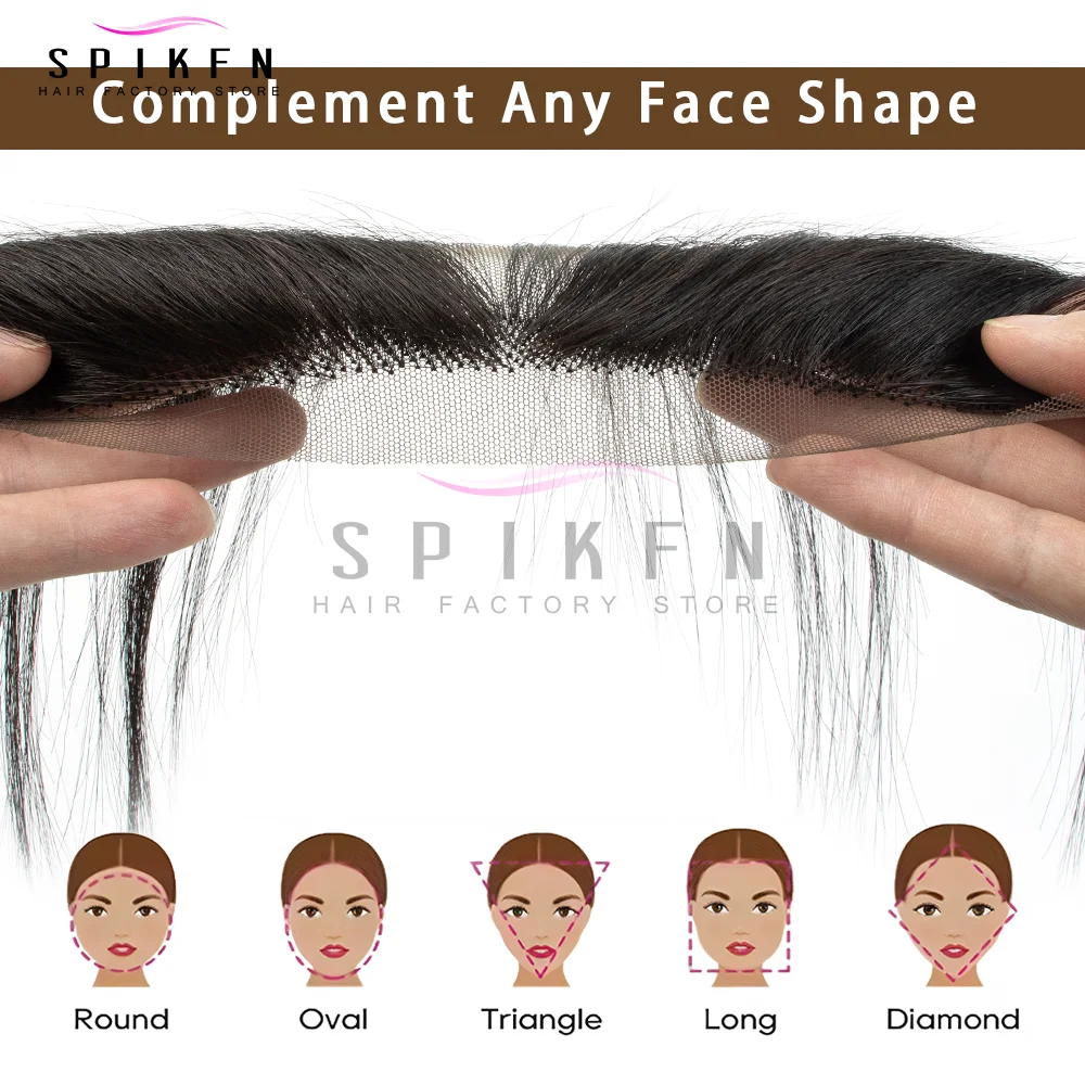 레이스 인모 앞머리 연장 20개 천연 생머리 사이드 뱅 6가지 색상 여성용 블랙 브라운 블론드 헤어