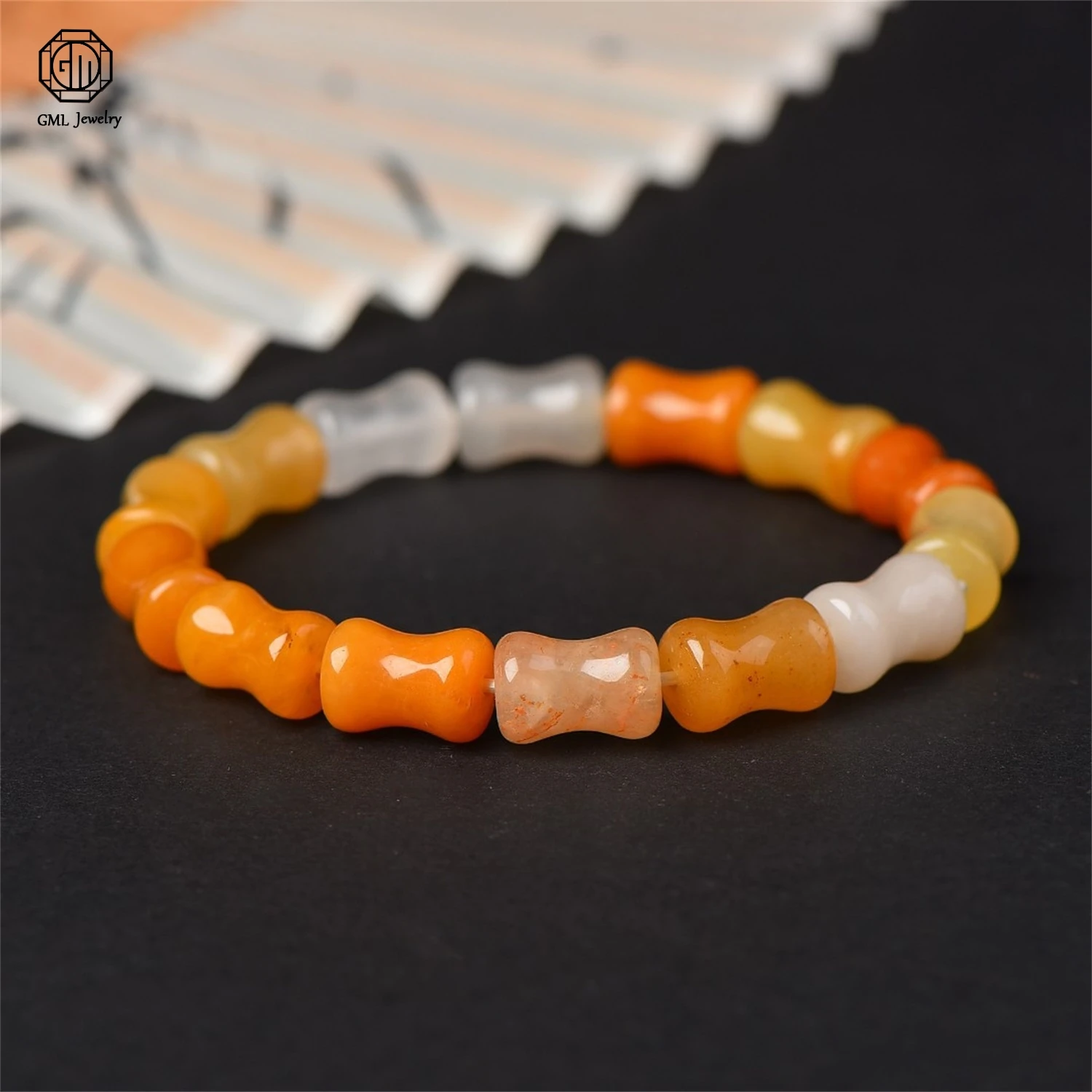 Natural Tianshan Gold Thread Dongling Jade Bamboo Joint Bracelet Chicken Oil Yellow Step by Step Rising Unisex Couple Beaded Wri