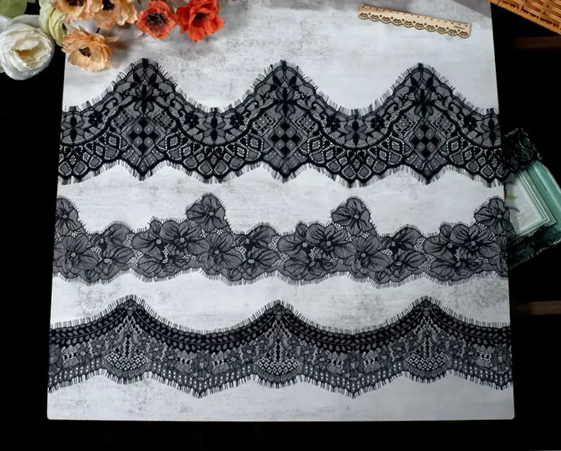 3meters price black and white wavy eyelash lace cloth accessories wedding dress decoration Lace