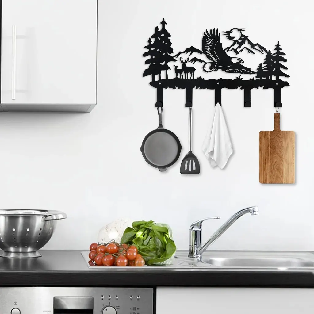 1Pc Metal Eagle Hooks Wall Art Decor-Eagle Hangers and Key Holder-Animal Theme Hooks Sweet Home Decor for Storage, Living Room