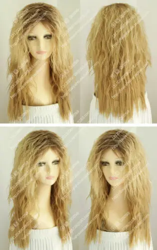 باروكة هاراجوكو البهجة باللون الذهبي والبني والذرة والمجعد، شعر طويل، باروكات منفوشة #2