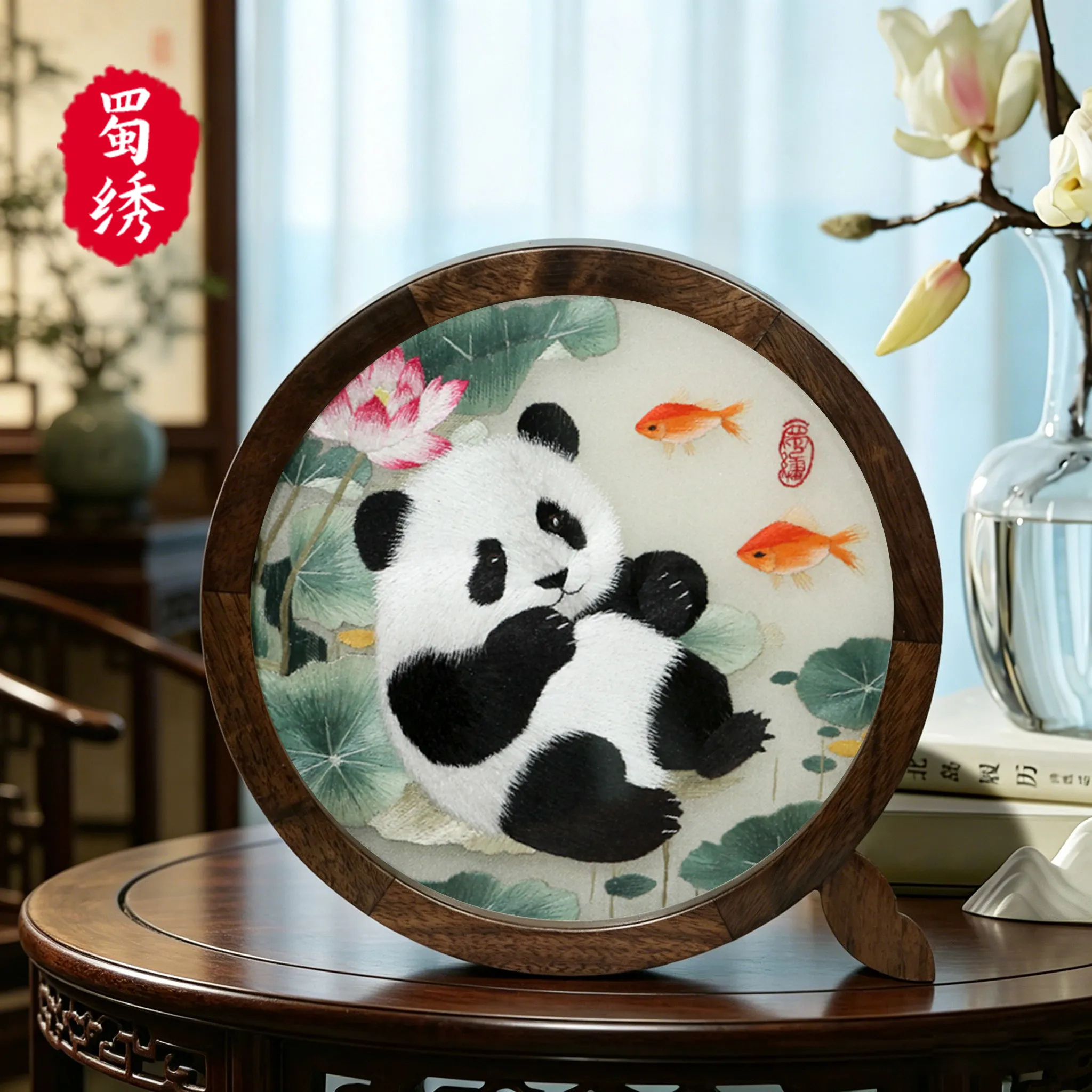 For Panda handmade double-sided embroidery embroidery ornament set gift