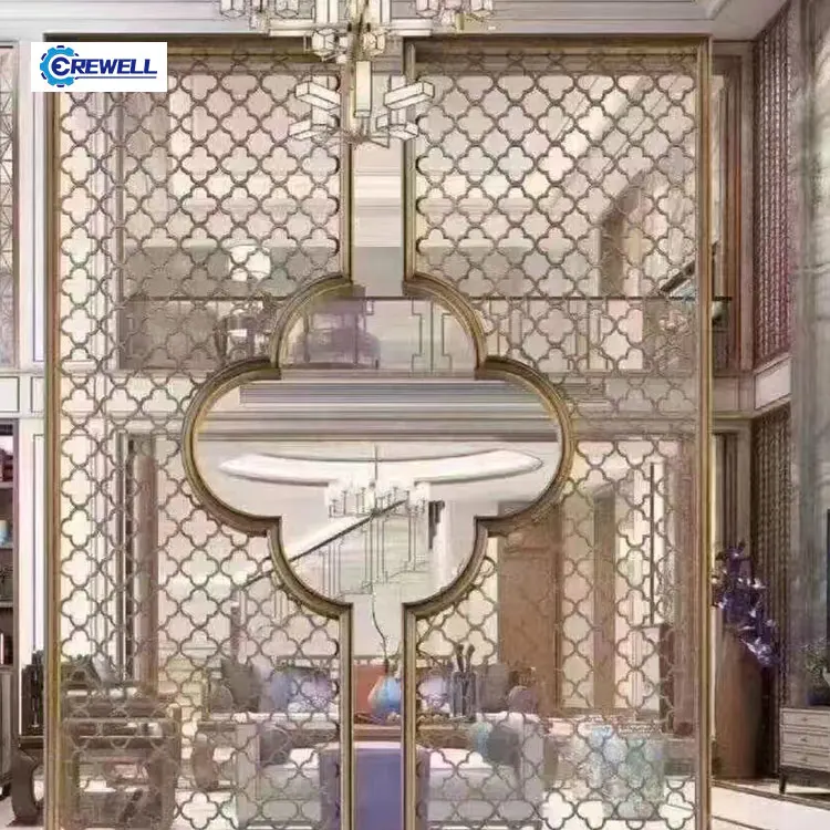 AIROW Quatrefoil Hollow Decorative Metal Grille for Interior Decoration