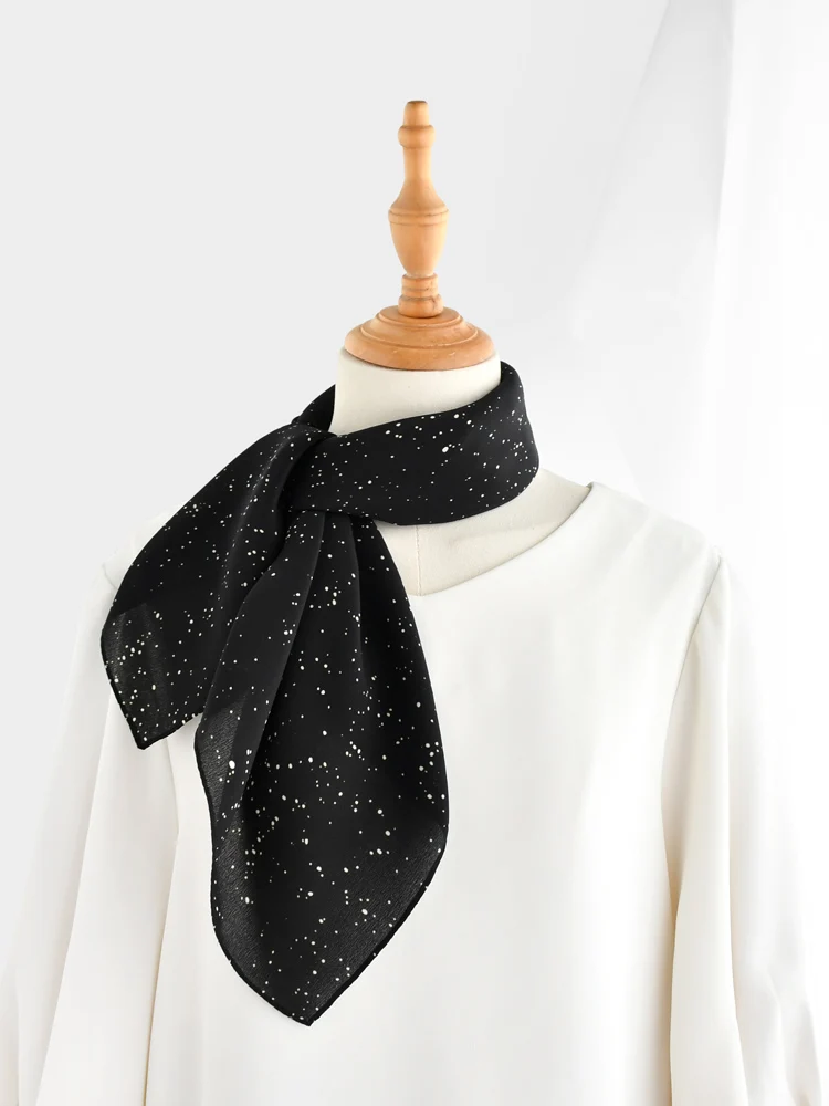 Black sky star 100% natural silk scarves crepe de chine square scarf  hijab shawl luxury gift 62*62 women men wrap neckerchief