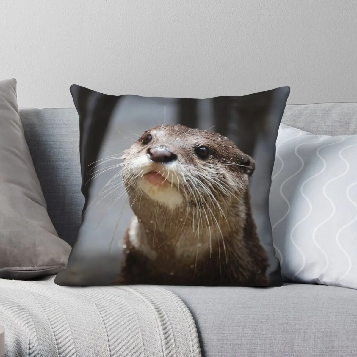 The Cutest Otter Ever Square Pillowcase Polyester Linen Velvet Printed Zip Decor Pillow Case Home Cushion Cover