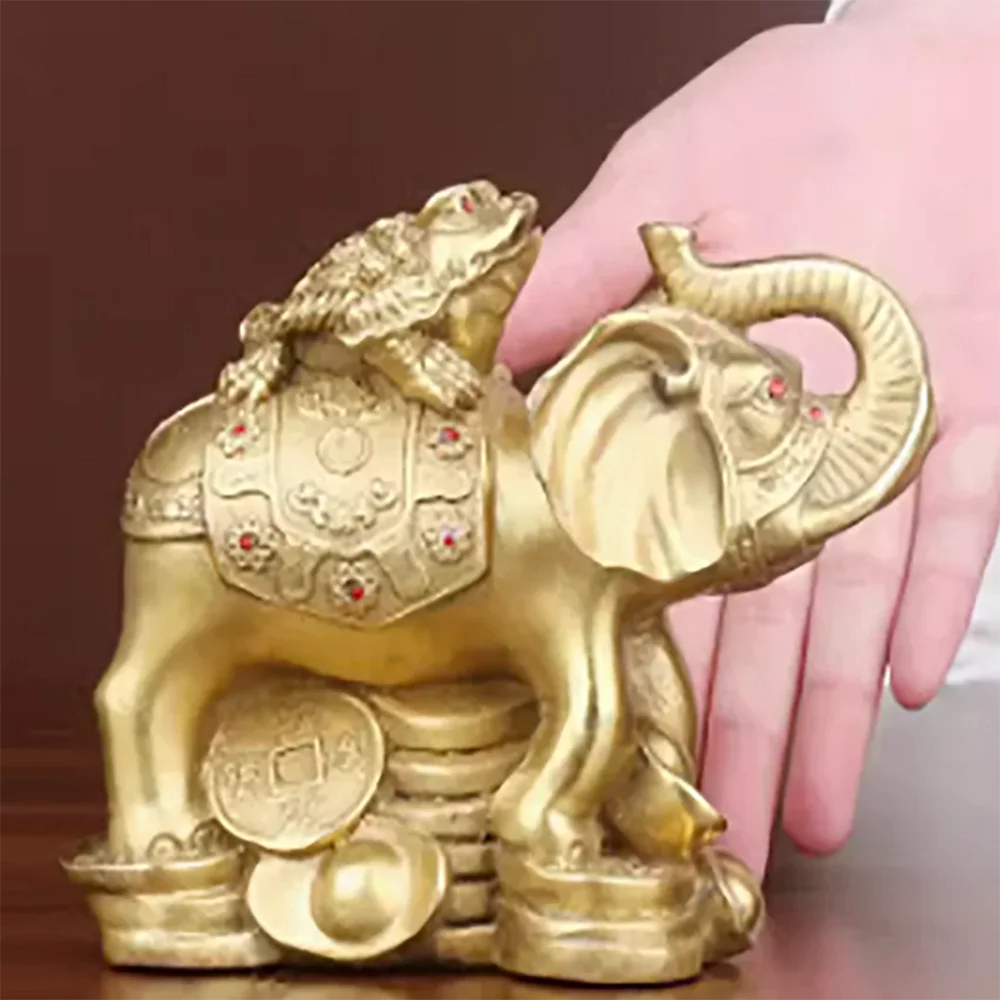 Pure Copper Elephant, Golden Toad on Top, Attracting Wealth, Elephant, Three Legged Golden Toad on the Town, Home Decoration