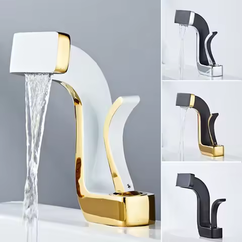 Bathroom Faucet Brass Gold White Bathroom Basin Faucet Cold And Hot Water Mixer Sink Tap Deck Mounted Black &amp; Gold Tap