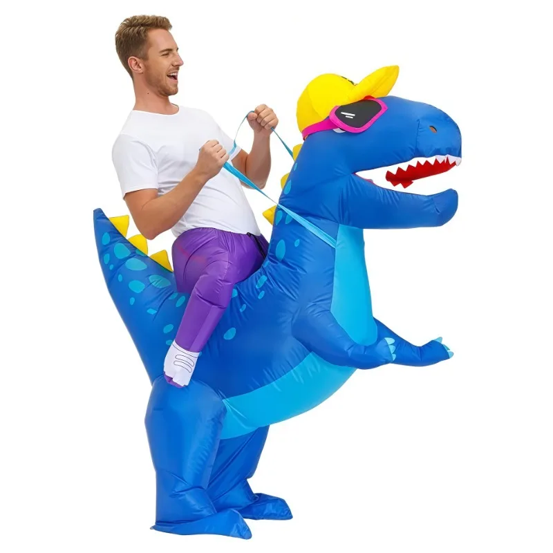 نظارات شمسية قابلة للنفخ لعيد الميلاد، بدلة قابلة للنفخ على شكل ديناصور للوالدين والطفل مناسبة لحفلات لعب الأدوار