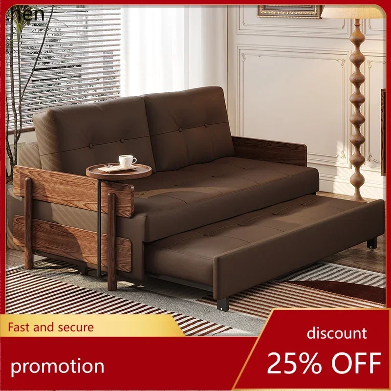 DSA furniture folding leather sofa bed retractable small apartment double sitting and lying multifunctional new style