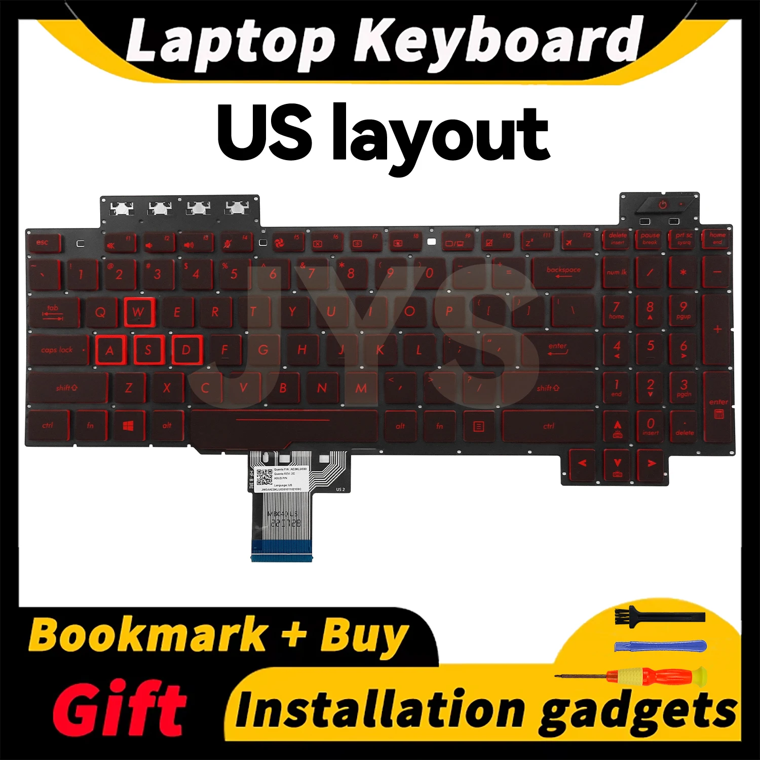 

Suitable for ASUS ROG FX504 FX504GD FX504GE FX504GM GL703 GL703V FX80 FX86 laptop replacement keyboard Red Word Backlit layout