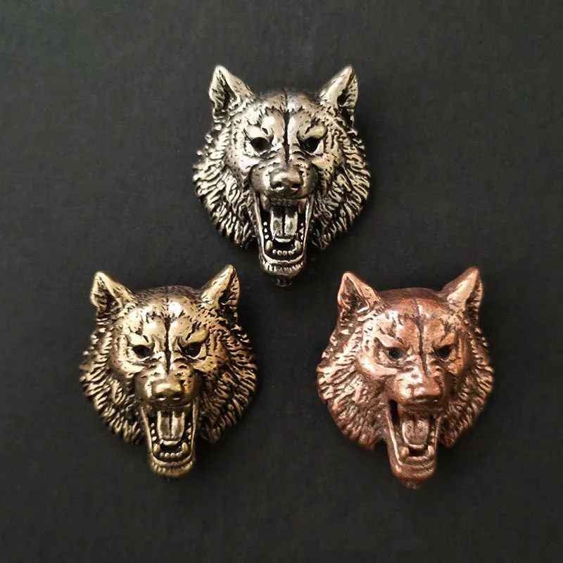 Brass Wolf Demon Devil Conchos Screwback Material Animal Head Design Leather Bag Wallet Chain Button Rivet Connector Punk Jewelr