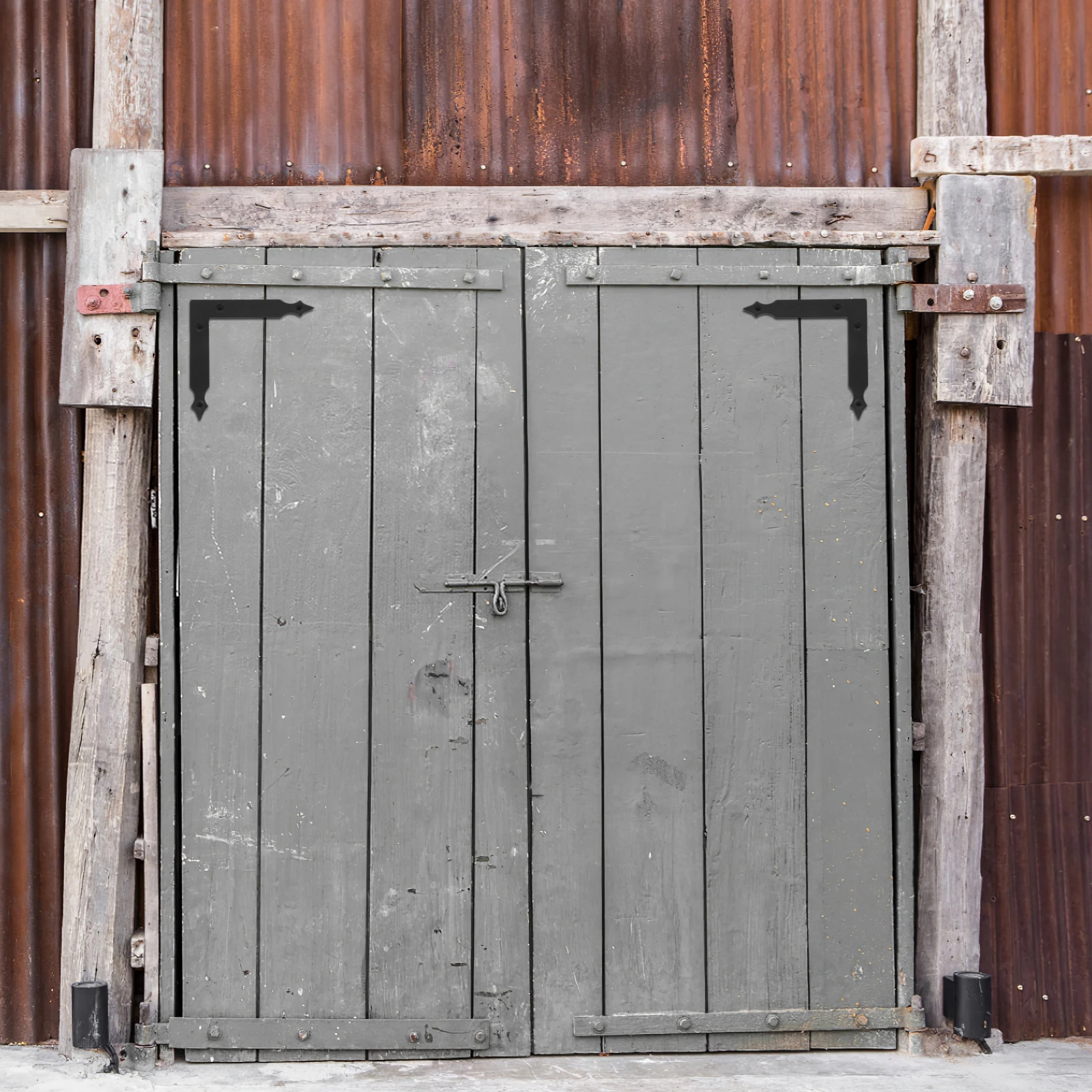 

4pcs Decorative Corner Bracket Rustic L-Shaped Barn Door Hardware For Garden Gates Garage Doors Sliding Door Accessories