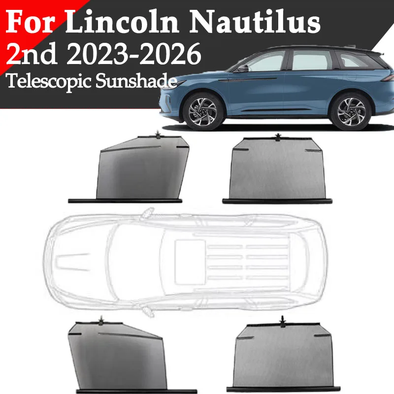 For Lincoln Nautilus 2nd 2023-2026 Car Telescopic Sunshade Side Window Curtain Sun Protection Retractable Visor Auto Accessory