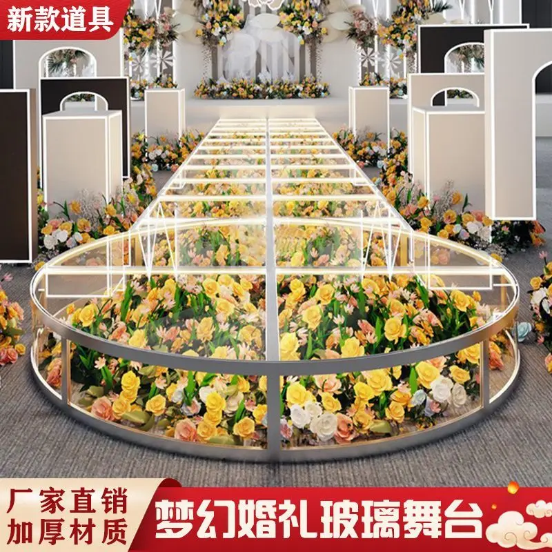 Custom Wedding Glass Stage-Stage Round Irregular S-Shaped Bar Show Transparent Model Show Display Stage