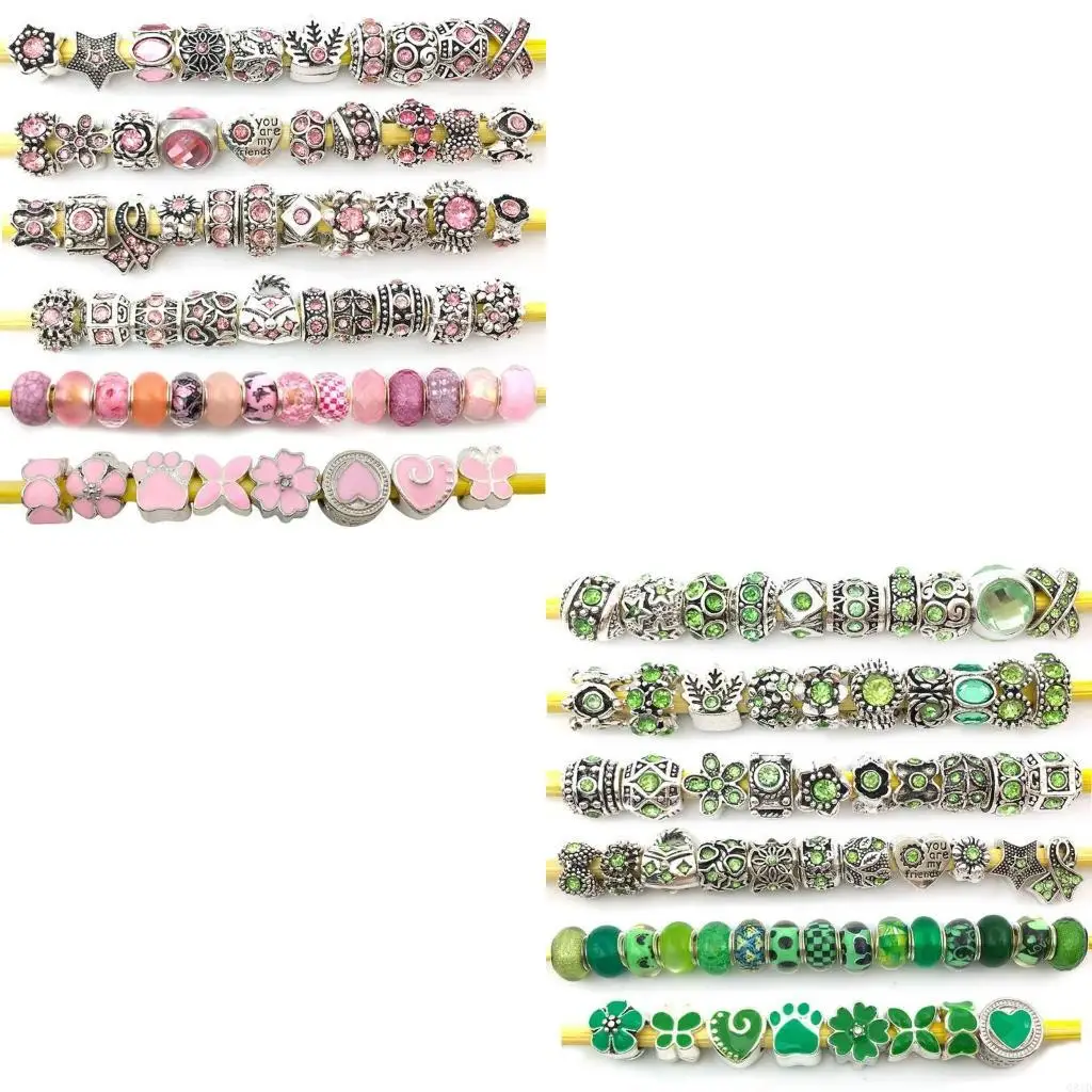 

80 Pieces Assorted Glass European Lampwork Beads Large Holes Spacer Beads