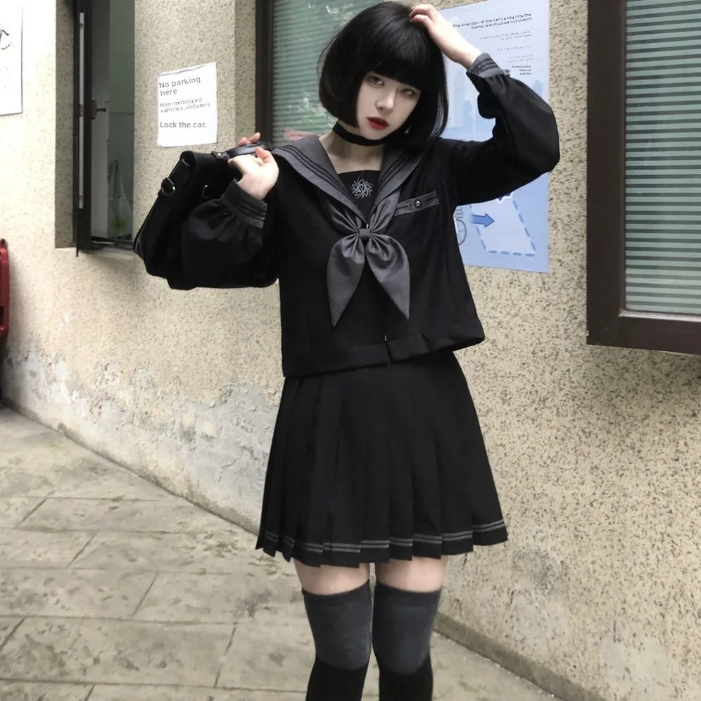 

Новинка: Женский комплект с юбкой в японском стиле, практичный, с длинными рукавами, в морском стиле, для Хэллоуина