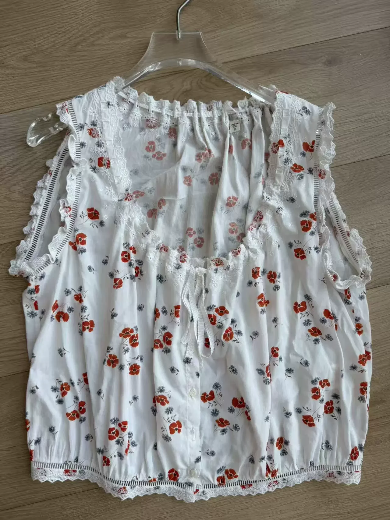 

2026 Women Floral Print Tank Tops Cotton Blend Lace Spliced U-Neck Sleeveless Single Breasted Casual Female Vest