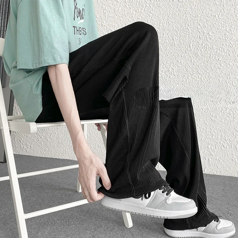 Men's Pants Loose Straight Casual Pants Spring Solid Color Versatile Oversized Wide Leg Sports Trouserssummer and Spring