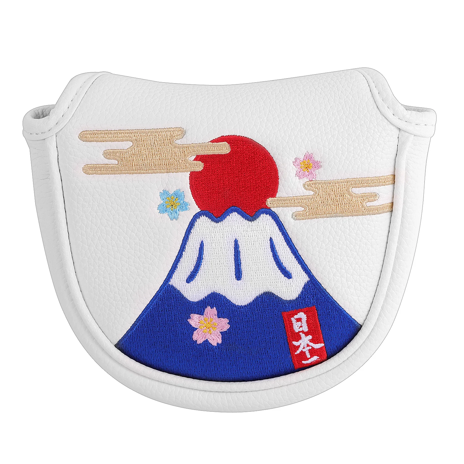 Japan Cat Mount Full Embroidery Magnetic Closure Golf Mallet Putter Headcover Golf Blade Putter Cover
