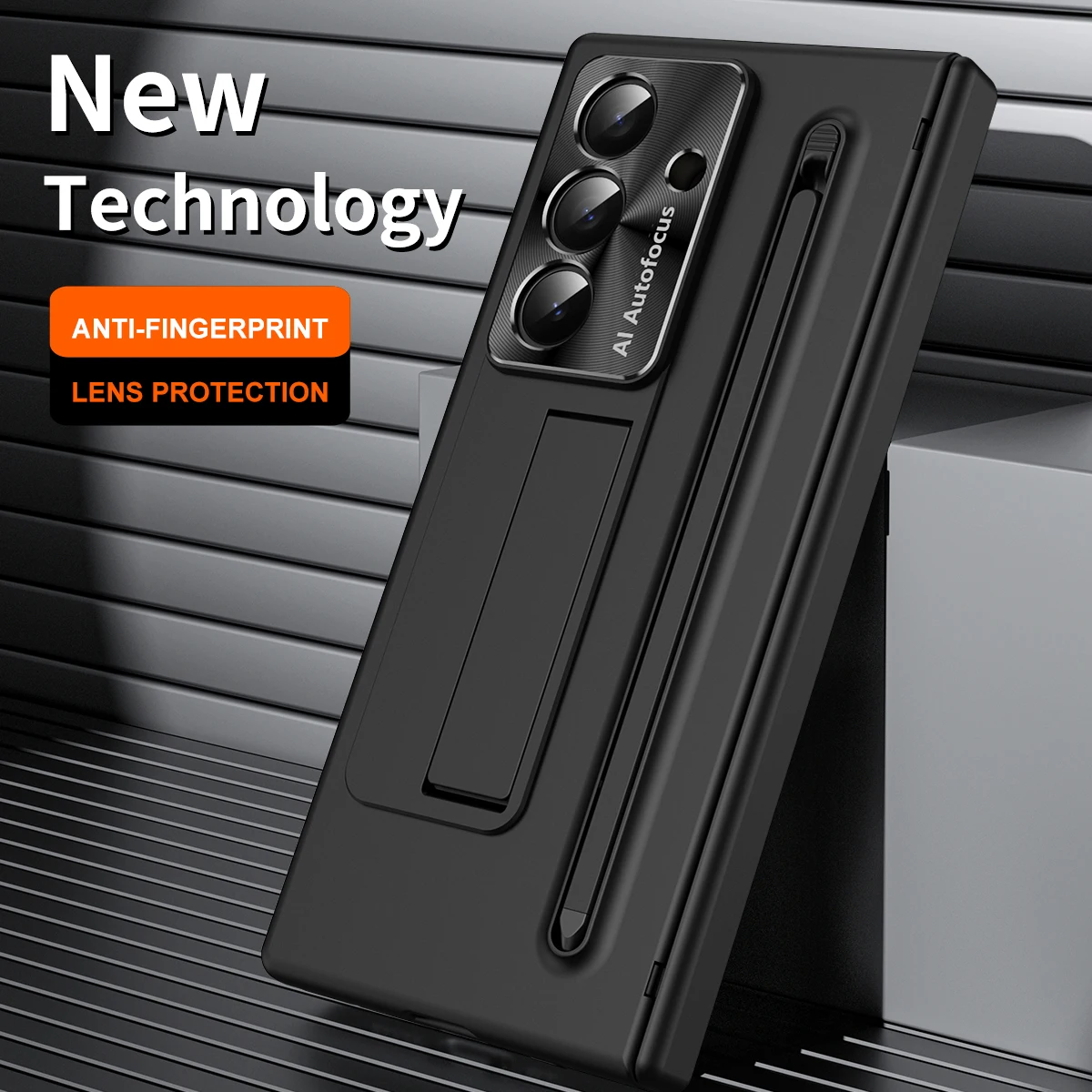 Imagen 7: Funda rígida con soporte para Samsung Galaxy Z Fold 7, película de vidrio templado, cubierta trasera protectora para Samsung Z Fold7 6 5 4.