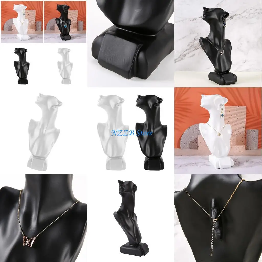 

T21F Практичная прочная подставка для бюста из смолы для демонстрации ювелирных аксессуаров для хранения ожерелий и сережек