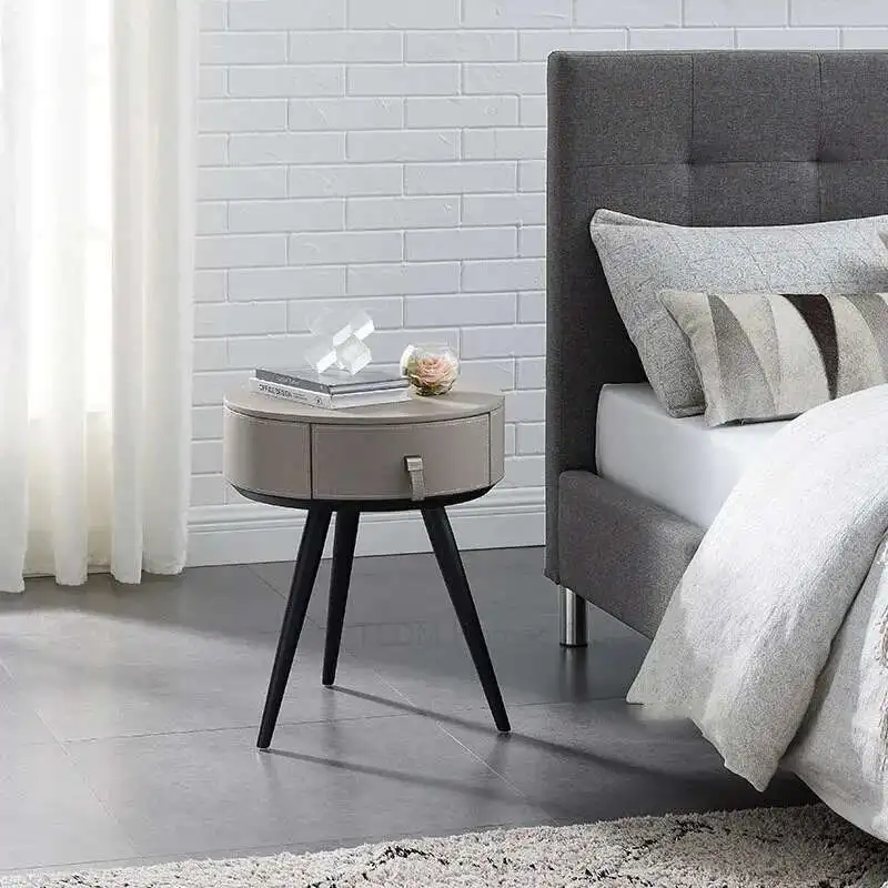 

Nordic Creative Round Nightstand Minimalist Modern Bedside Table Light Luxury Nightstand Bedroom Furniture Storage cabinets Z
