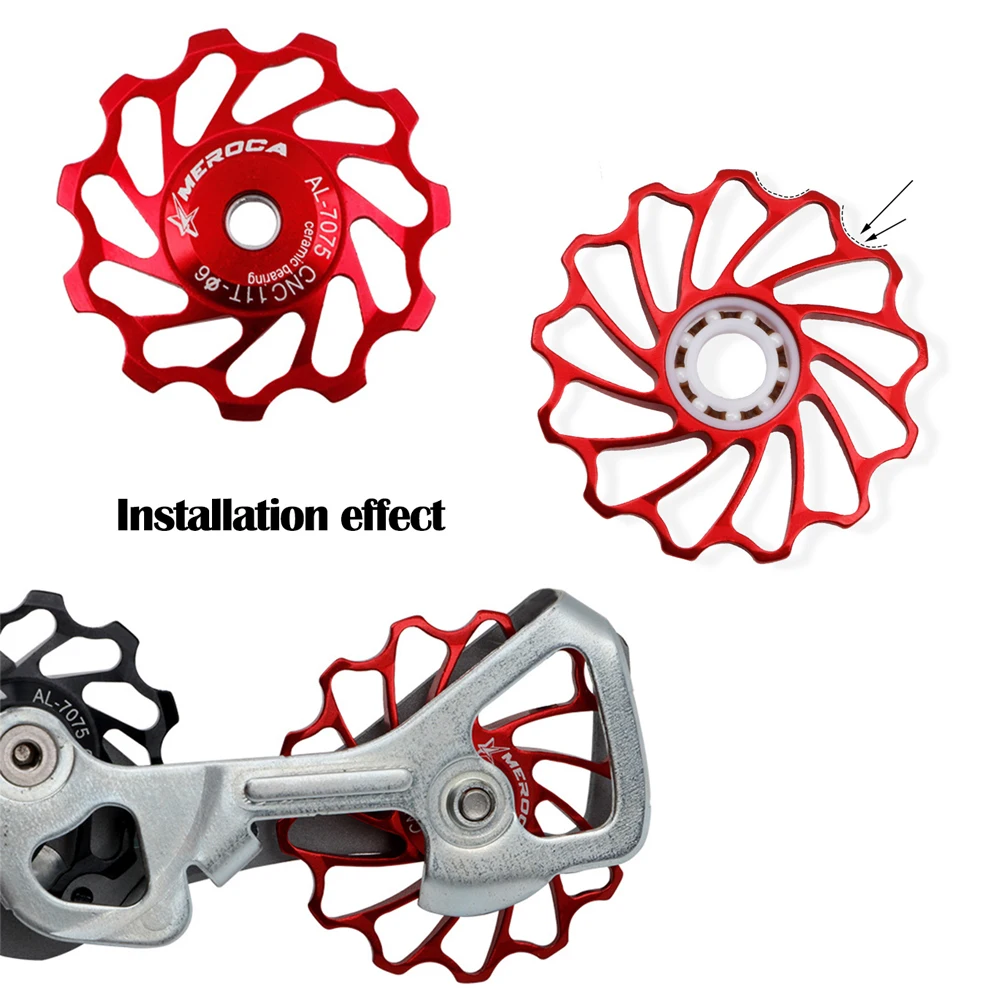 MEROCA 11T 13T Bicycle Rear Derailleur Pulley Ceramic Bearing Aluminum Jockey Wheel for 8 9 10 11 Speed MTB Mountain Road Bike