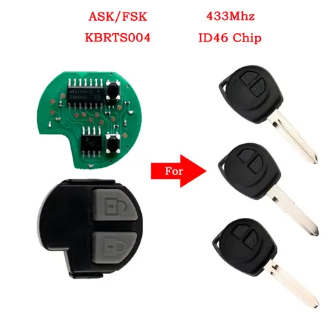 DUDELY Keyless Entry Remote Key Board 2 Button 433MHZ for Suzuki Swift SX4 Fob 10 best sales suzuki wagon r key - №10