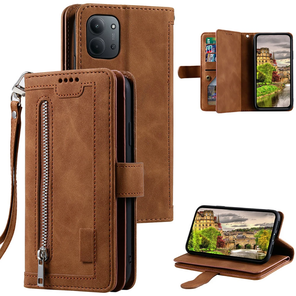 ل Xiaomi Redmi 15C 5G 4G 2025 حافظة قلابة 9-بطاقة سستة جلدية مغناطيس eتوي ل Redmi 15 C 14C 14R 13C 12C 10C توربو 4 3 غطاء #1