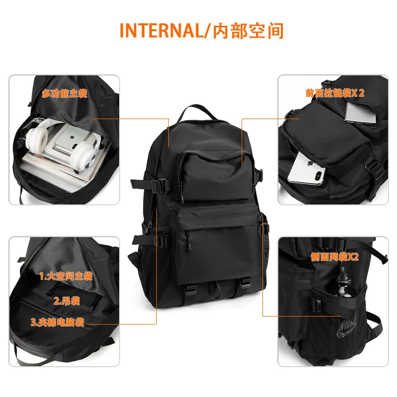 2023 New Fashion Men Backpack Trendy Function Large Capacity Oxford Travel Multifunction Student Shoulder Bag Casual Waterproof