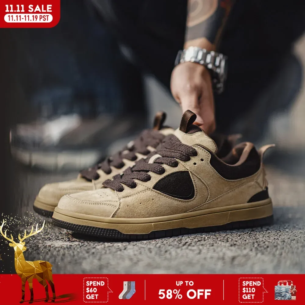 Maden Vintage الرجال تنفس كتلة اللون أحذية التزلج مكتنزة وحيد أحذية رياضية كاجوال الدانتيل متابعة الأحذية العصرية لفصل الربيع والخريف