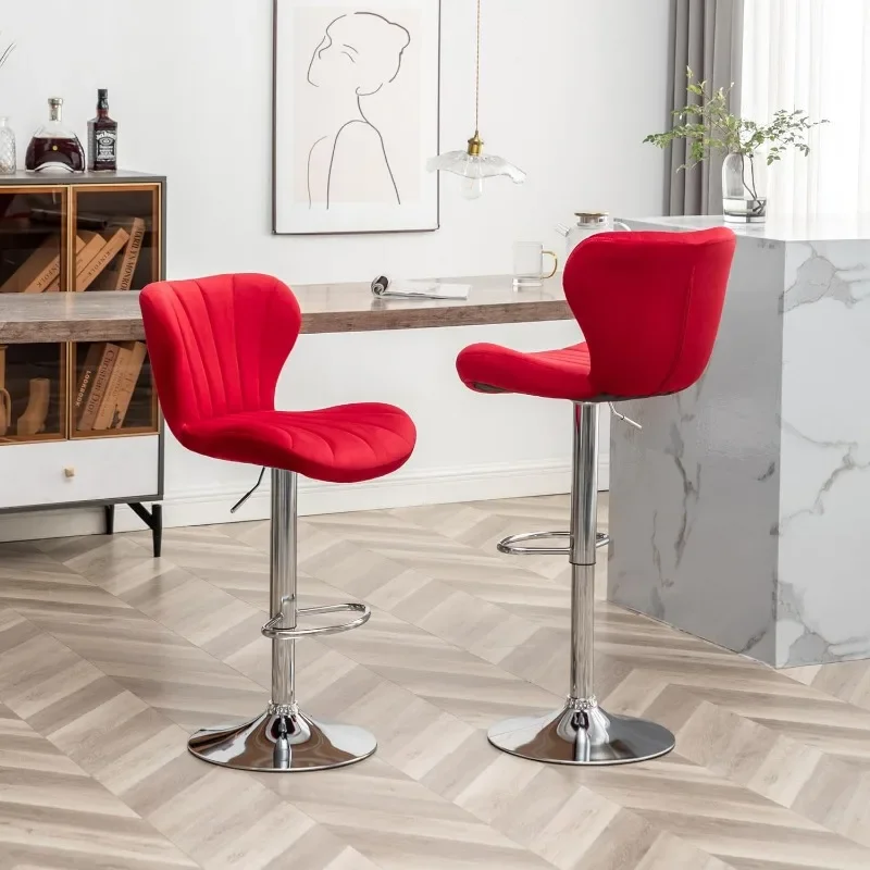 Ellston-Veludo ajustável giratória Barstools, Rosa, Conjunto de 2