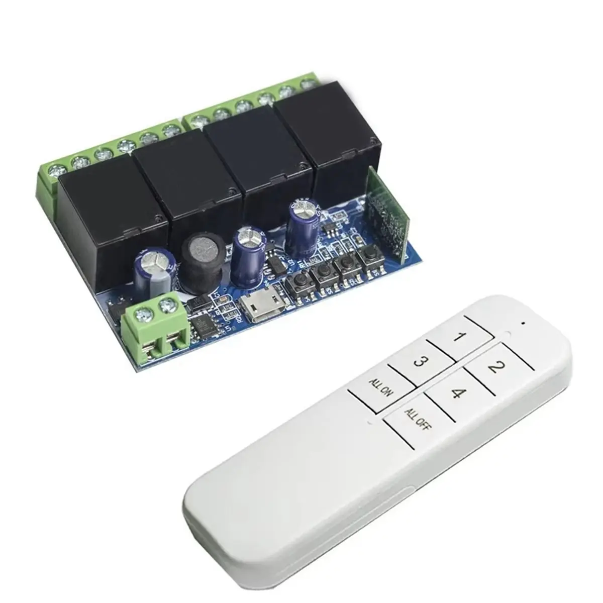 B21B 4-Channel Intelligent WiFi Switch/Relay Module, 6-Button Remote Control, Wireless Switch Timer.