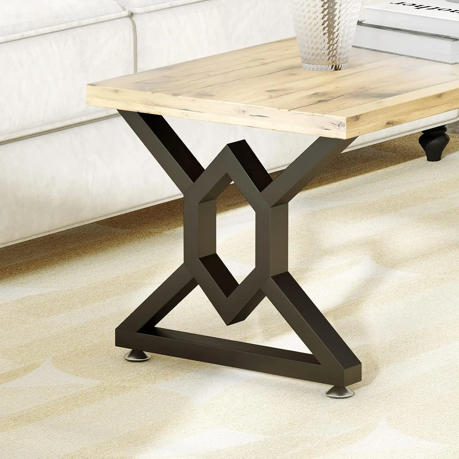 

16" X-Shaped Metal Furniture Legs Set of 2 for DIY Coffee Table, Desk, Bench with Adjustable Floor Protectors