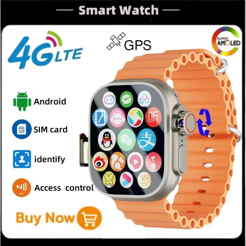 Jam Tangan Pintar DW100 2025 AMOLED 4G GPS AI Chat Robot Bluetooth Panggilan Jaringan Jam NFC Kompas Jam Tangan Pintar Pria Wanita