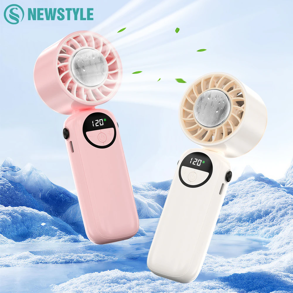 

Портативный мини-турбовентилятор с USB-зарядкой, функцией охлаждения, ремешком, LED-дисплеем и 120 скоростями обдува, складной, ручной