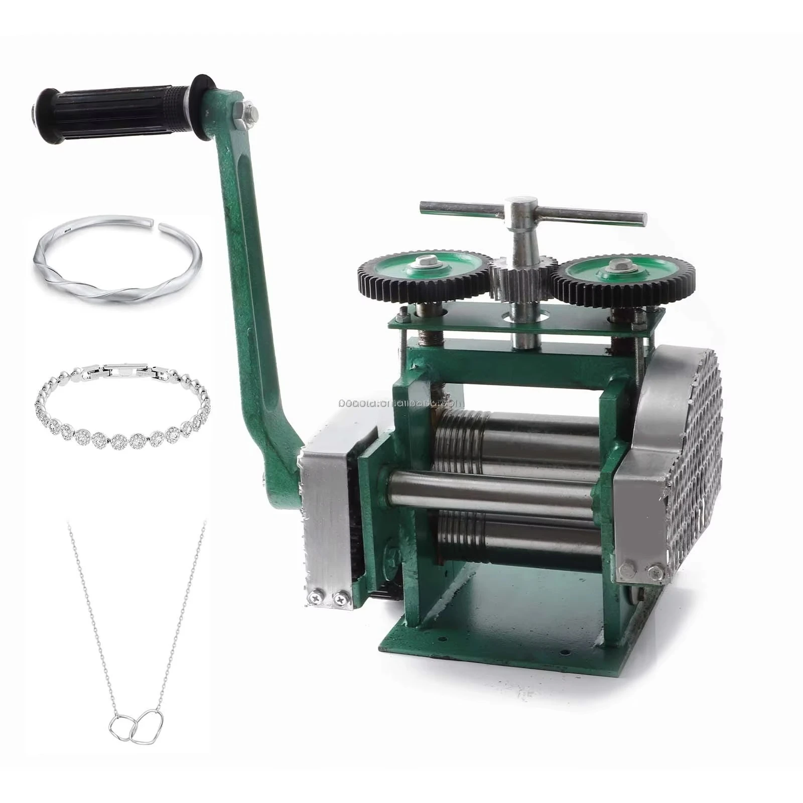 Manual Jewelry Rolling Mill Machine 120mm Roller Width Flat Wire Square Half Round Hand Crank Press Machine
