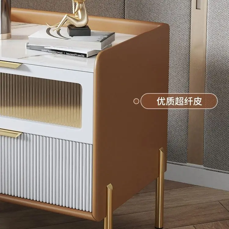 Premium, mesa de cabeceira, moderna, luxo leve, madeira maciça de vento, estilo italiano, simples, armazenamento, ultraestreito