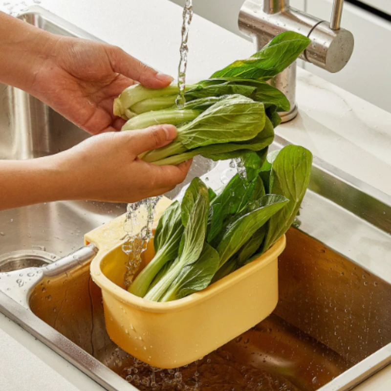 Kitchen Sink Hanging Drain Basket Removable Filter Food Residue Strainer Plastic Sink Filter for Vegetable Fruit Leftover